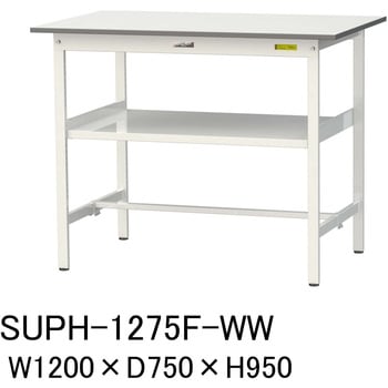 軽量作業台/耐荷重150kg_中間棚付固定式H950_ワークテーブル150シリーズ 山金工業