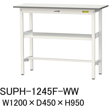 軽量作業台/耐荷重150kg_中間棚付固定式H950_ワークテーブル150シリーズ 山金工業