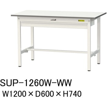軽量作業台/耐荷重150kg_ワイド引き出し付固定式H740_ワークテーブル150シリーズ 山金工業