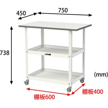 軽量作業台/キャスター付き_天板付き150ワゴン_低圧メラミン天板_ワークテーブル150シリーズ 山金工業