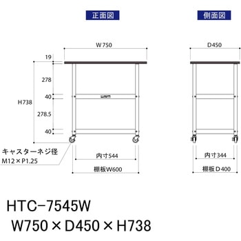 軽量作業台/キャスター付き_天板付き150ワゴン_低圧メラミン天板_ワークテーブル150シリーズ 山金工業