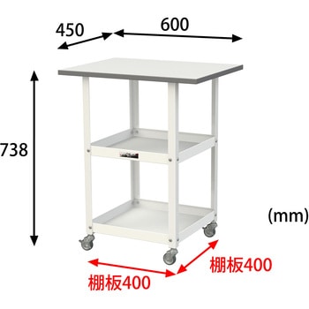 軽量作業用/キャスター付き_天板付き150ワゴン_低圧メラミン天板_ワークテーブル150シリーズ 山金工業