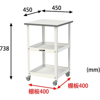 軽量作業用/キャスター付き_天板付き150ワゴン_低圧メラミン天板_ワークテーブル150シリーズ 山金工業