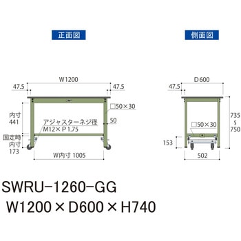 軽量作業台/耐荷重300kg_ワンタッチ移動H740_塩ビシート天板_ワークテーブル300シリーズ 山金工業
