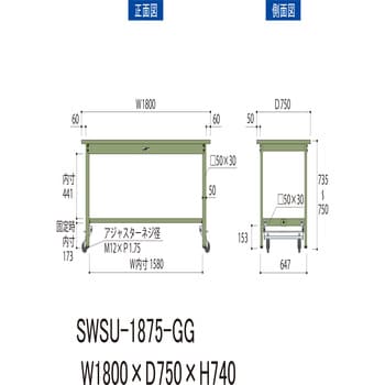 山金工業 ワークテーブル300シリーズ ワンタッチ移動タイプ H740 SWSU