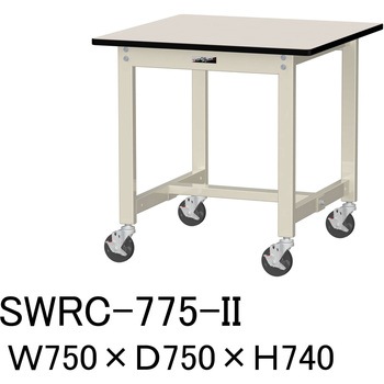 軽量作業台/耐荷重160kg_移動式H740_塩ビシート天板_ワークテーブル300シリーズ 山金工業