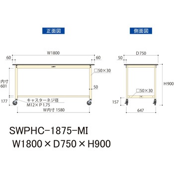 軽量作業台/耐荷重160kg_移動式H900_ポリエステル天板_ワークテーブル300シリーズ 山金工業
