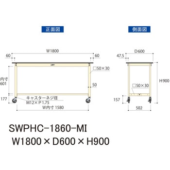 軽量作業台/耐荷重160kg_移動式H900_ポリエステル天板_ワークテーブル300シリーズ 山金工業