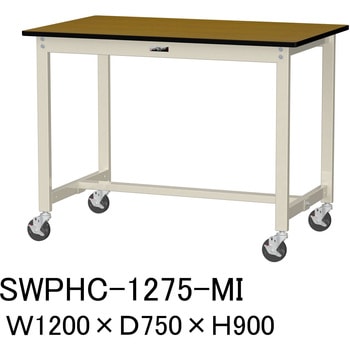 軽量作業台/耐荷重160kg_移動式H900_ポリエステル天板_ワークテーブル300シリーズ 山金工業