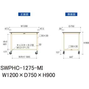 軽量作業台/耐荷重160kg_移動式H900_ポリエステル天板_ワークテーブル300シリーズ 山金工業