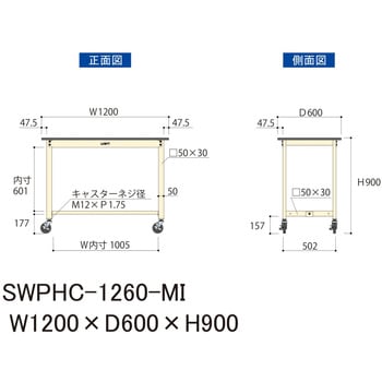 軽量作業台/耐荷重160kg_移動式H900_ポリエステル天板_ワークテーブル300シリーズ 山金工業