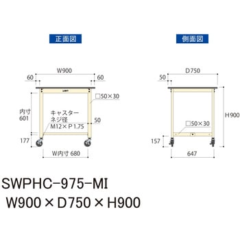 軽量作業台/耐荷重160kg_移動式H900_ポリエステル天板_ワークテーブル300シリーズ 山金工業