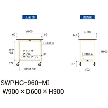 軽量作業台/耐荷重160kg_移動式H900_ポリエステル天板_ワークテーブル300シリーズ 山金工業