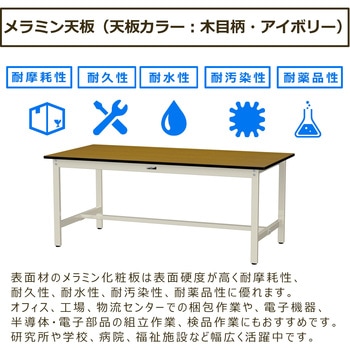 中量作業台/耐荷重500kg_固定式H740_メラミン天板_ワークテーブル500シリーズ 山金工業