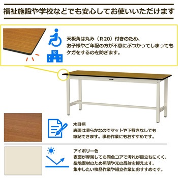 中量作業台/耐荷重500kg_固定式H740_メラミン天板_ワークテーブル500シリーズ 山金工業