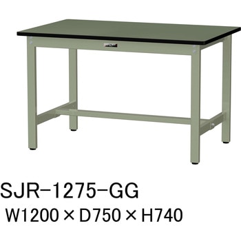中量作業台/耐荷重500kg_固定式H740_塩ビシート天板_ワークテーブル500シリーズ 山金工業
