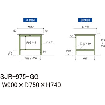 中量作業台/耐荷重500kg_固定式H740_塩ビシート天板_ワークテーブル500シリーズ 山金工業