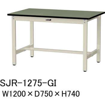 中量作業台/耐荷重500kg_固定式H740_塩ビシート天板_ワークテーブル500シリーズ 山金工業