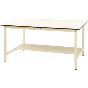 軽量作業台/耐荷重300kg_ワイドタイプ固定式H900_半面棚板付_ワークテーブル 山金工業