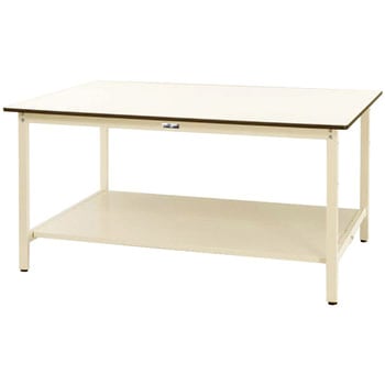 軽量作業台/耐荷重300kg_ワイドタイプ固定式H900_全面棚板付_ワークテーブル 山金工業