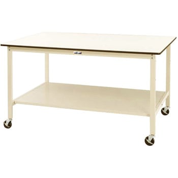 軽量作業台/耐荷重160kg_ワイドタイプ移動式H1016_全面棚板付_ワークテーブル 山金工業