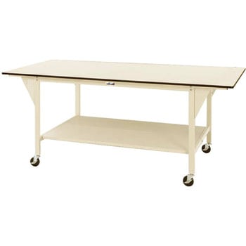 軽量作業台/耐荷重160kg_ワイドタイプ移動式H1016_全面棚板付_ワークテーブル 山金工業