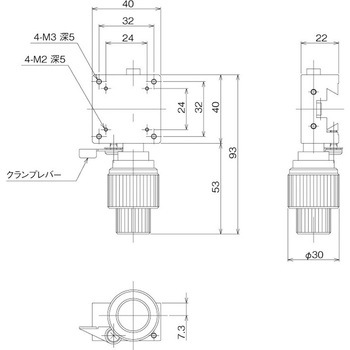 長作動ステージ用ブロック(粗微動ハンドル) 中央精機