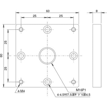 変換スペーサ M16P1～4-M4 中央精機