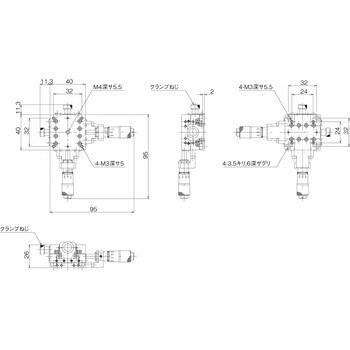 中央精機 LD-4047-C8 ハイグレードアルミXYステージ 40×40 標準型-