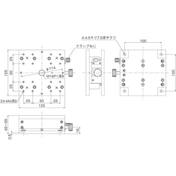 Z軸スリムステージ 125×125(送りねじ付) 中央精機