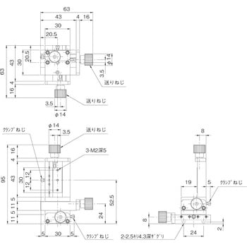 RM-XYZ X・Y・Z軸ねじ式ステージ 1個 中央精機 【通販サイトMonotaRO】