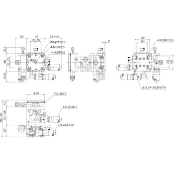 TR-4047-S1 ハイグレードアルミXYZ回転ステージ Φ40 1個 中央精機