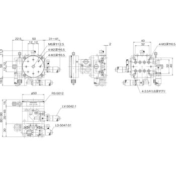 TR-5047-S1 ハイグレードアルミXYZ回転ステージ Φ50 1個 中央精機