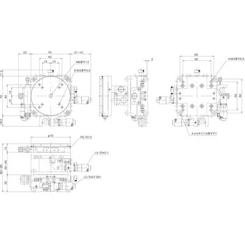 中央精機 TR-7047-SR1 ハイグレードアルミXYZ回転ステージ φ70-