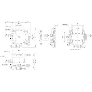 中央精機 TR-7047-SR1 ハイグレードアルミXYZ回転ステージ φ70-