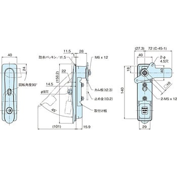 二重ロック防水平面スイングハンドル - ホシモト