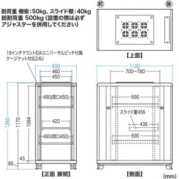 観音扉19インチマウントサーバーラック サンワサプライ