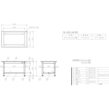 中量作業台 抗菌パールホワイト(KF/400kg/ポリエステル天板/H700/固定式/3方パネル付) サカエ