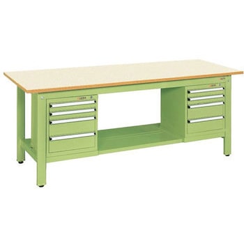 軽量作業台(KK/350kg/ポリエステル天板/H740/SVEキャビネット付) サカエ