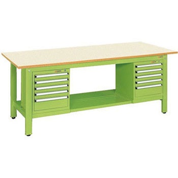 軽量作業台(KK/350kg/ポリエステル天板/H740/SVEキャビネット付) サカエ