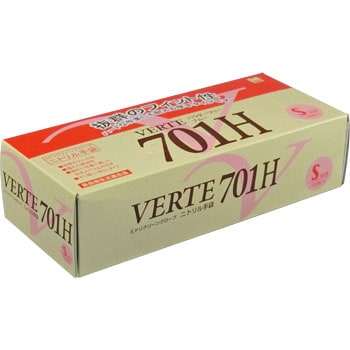 VERTE-701H-S ニトリル使い捨て手袋 厚手 粉なし ミドリ安全 ブルー色