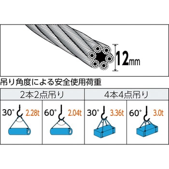 ワイヤロープスリング Bタイプ TRUSCO ワイヤースリング 【通販 