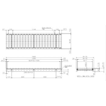 FHG60R-WS-W300-P75-L1500 重荷重用ローラーコンベア(Φ60.5 スチール製