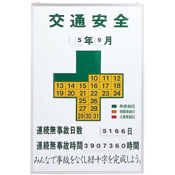 無災害記録板 安全第一 みんなで災害をなくし緑十字を完成させよう