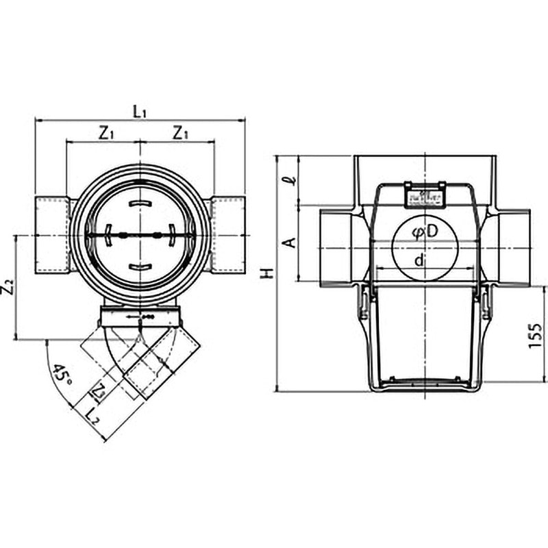 AM 45Y 45°合流雨水マス 1個 Aron(アロン化成) 【通販モノタロウ】