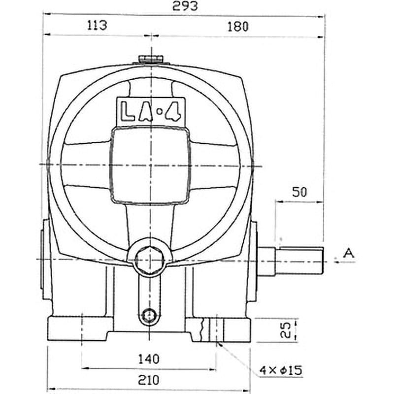 ウォーム減速機 LA型 軸配置：標準 脚取付