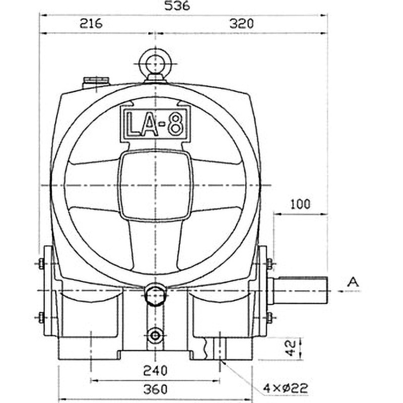 LA8-25 標準 ウォーム減速機 LA型 軸配置：標準 青木精密工業 脚取付 