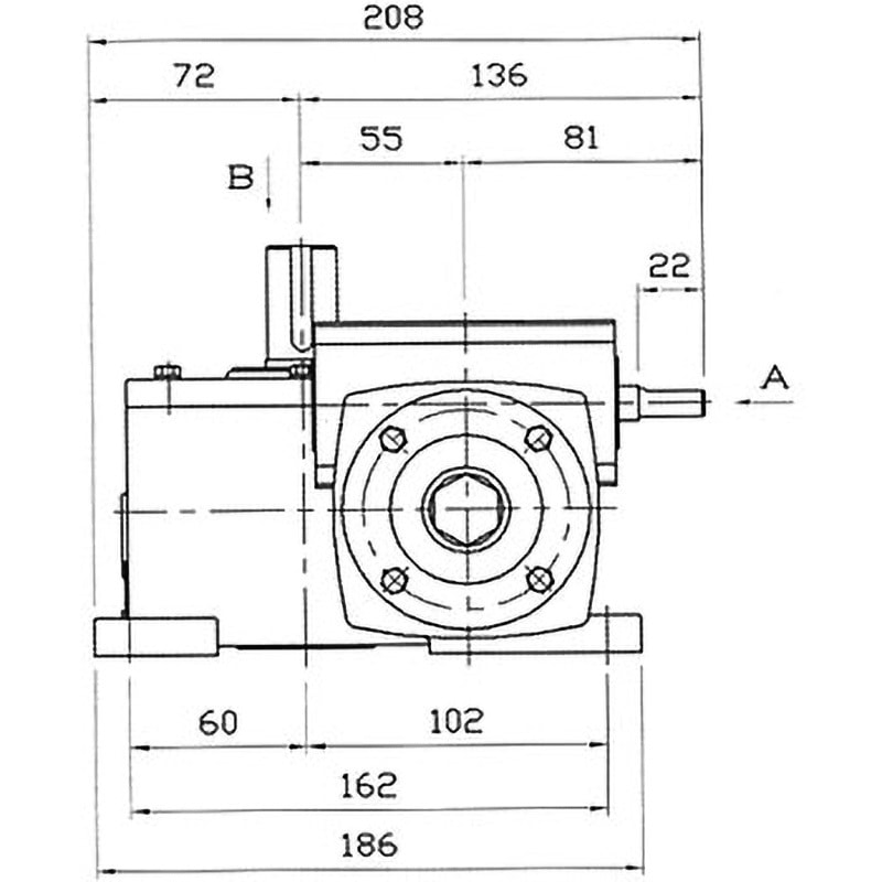 LEC0-400 両入力軸 ウォーム減速機 LEC型 軸配置：両入力軸 青木精密工業 脚取付