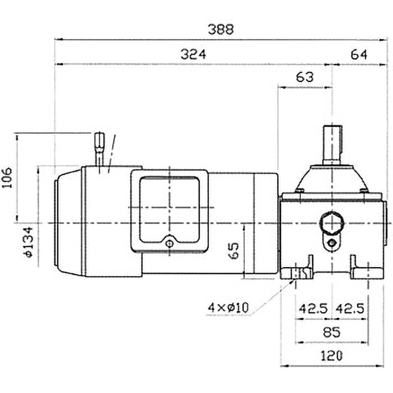 PNCB021-20 標準 モータ付ウォーム減速機 PNCB型 軸配置：標準 青木精密工業 脚取付