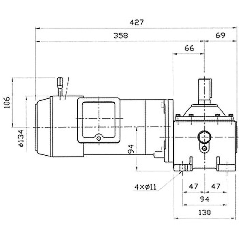PNCB022-80 両出力軸 モータ付ウォーム減速機 PNCB型 軸配置:両出力軸 青木精密工業 脚取付